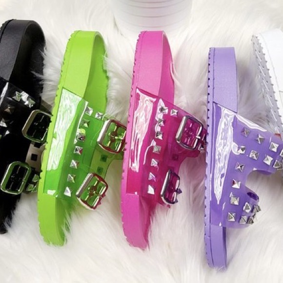 New! Studded Purple Jelly Sandal Slides - Picture 7 of 9